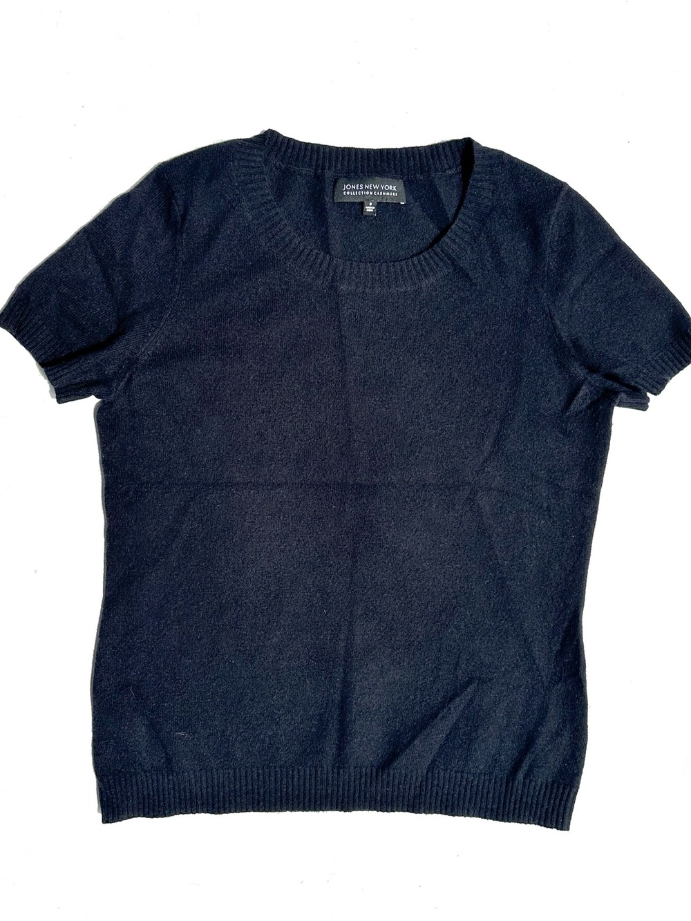 Jones New York 100% Cashmere Women’s Short Sleeve Crewneck Sweater - Black, S